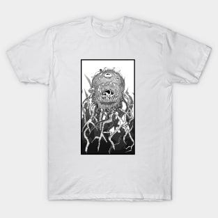 Monstah, line art, black on white T-Shirt